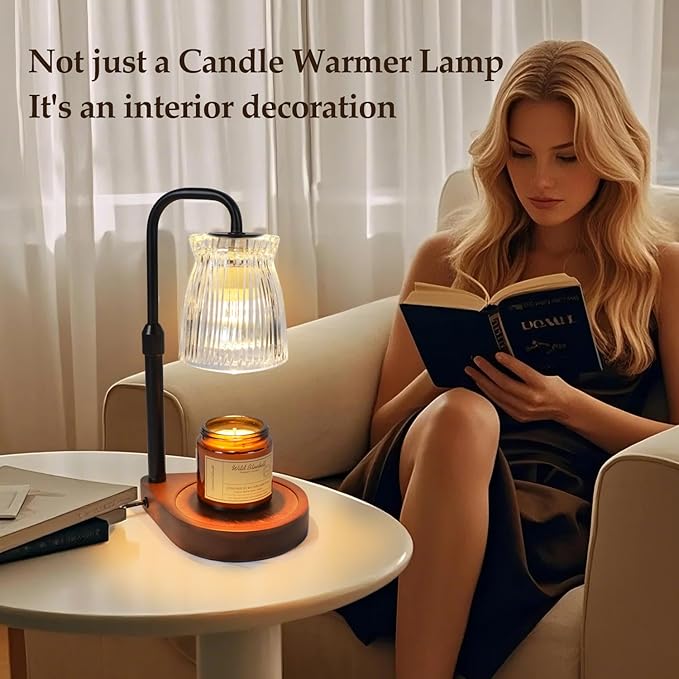 Shering Candle Warmer Lamp with Timer Dimmable, Adjustable Height Candle Light Warmer with Gift Box, Birthday Gifts for Women Mom, House Warming Gifts New Home Decor, Wax Warmer Lamp with 2 Bulbs
