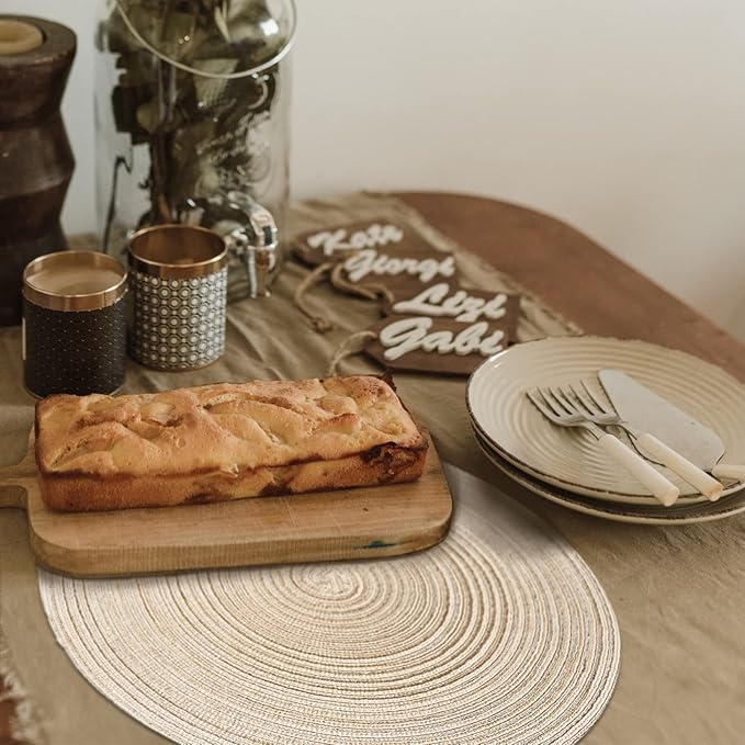 FunWheat Round Braided Placemats Set of 4 Place mats for Dining Tables Woven Heat Resistant Table Mats 15 inch (E Beige, 4pcs)