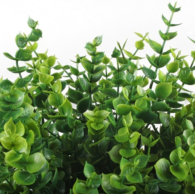 CATTREE Artificial Shrubs Bushes, Plastic Eucalyptus Leaves Fake Green Plants Wedding Indoor Outdoor Home Garden Verandah Kitchen Office Table Centerpieces Arrangements Christmas Decoration 4 pcs