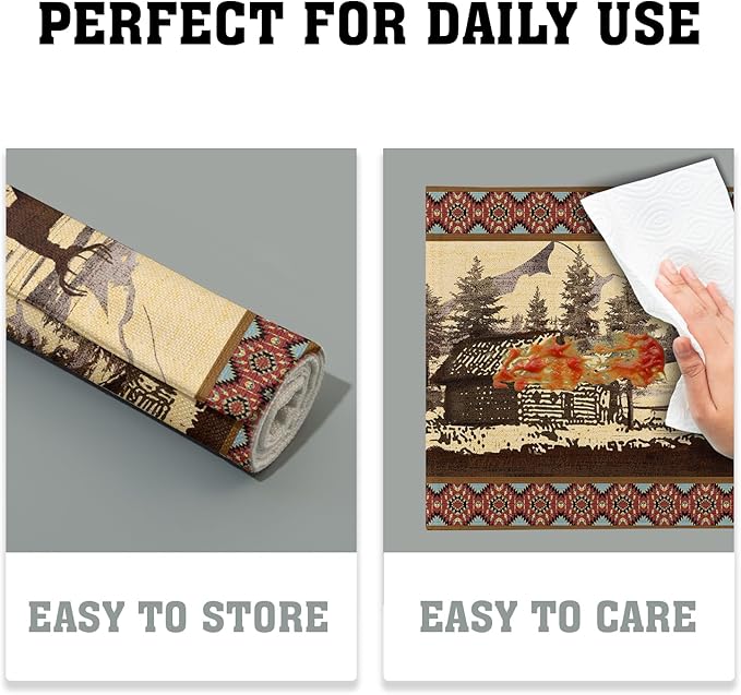 Vintage Bear Moose Placemats Set of 4 Rustic Farmhouse Wild Animal Heat Resistant Table Mat 12x18 Inch Country Cabin Forest Kitchen Mats for Party Dining Table