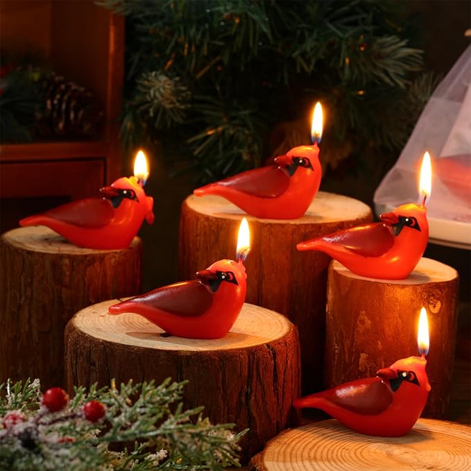 24 Sets Christmas Party Favors Soy Wax Candles with Organza Bag and Cards Bulk Portable Candle Party Favors Christmas Gifts for Guest Celebration Xmas Supplies Decor (Cardinal Bird)