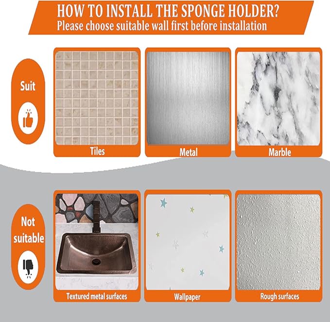 Sponge Holder Smiley Face, Sink Organizer with 2 Suction Cups/1 Adhesive Strips, Designed for Sponge, Soap, Dish Brush, Scrubber - White