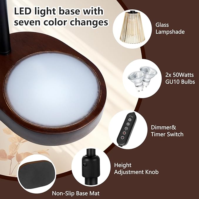 Candle Warmer Lamp with 8 Colors LED Changing,with Timer Dimmer Adjustable Height,Mothers Day Gifts,Vintage Home Decor