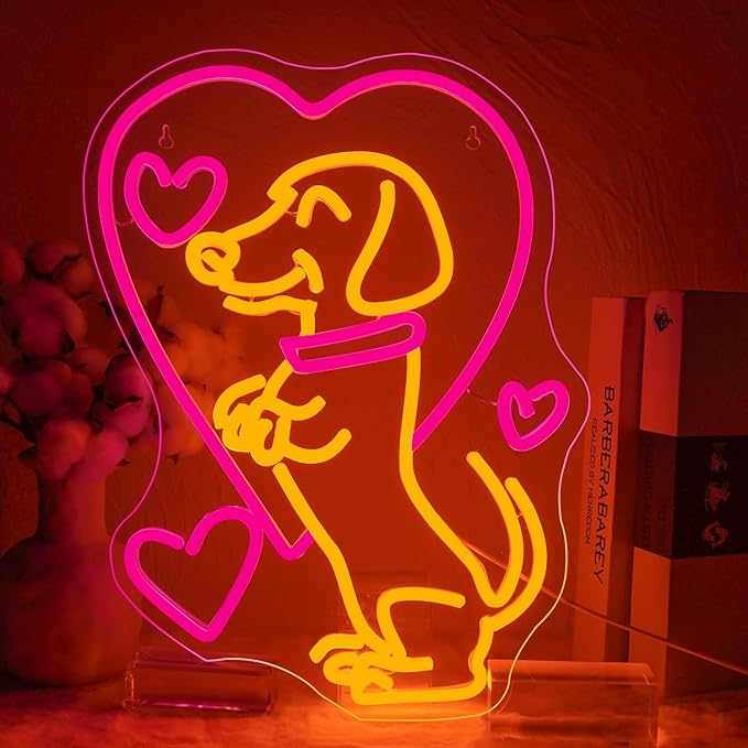 NOSUN Love Dog Neon Sign for Wall Decor With USB Light Up Sign for Bar, Party, Club, Bedroom, Gaming Room, Men Cave - LED Decorations