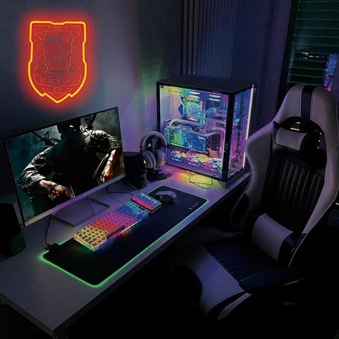 Shooting Gameing Neon Signs Call Neon Duty Lights for Men Cave Wall Decor,Dimmable War Game LED Neon Signs for Bedroom, Game Room Decor,Birthday Bar Pub Teen Boy Gifts