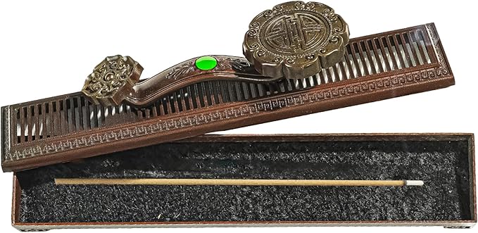 Windproof Copper Incense Holder - Chinese Style for Sticks up to 5.5 Inches, Perfect for Home Altar, Yoga Studio, Temple & Meditation,Ruyi