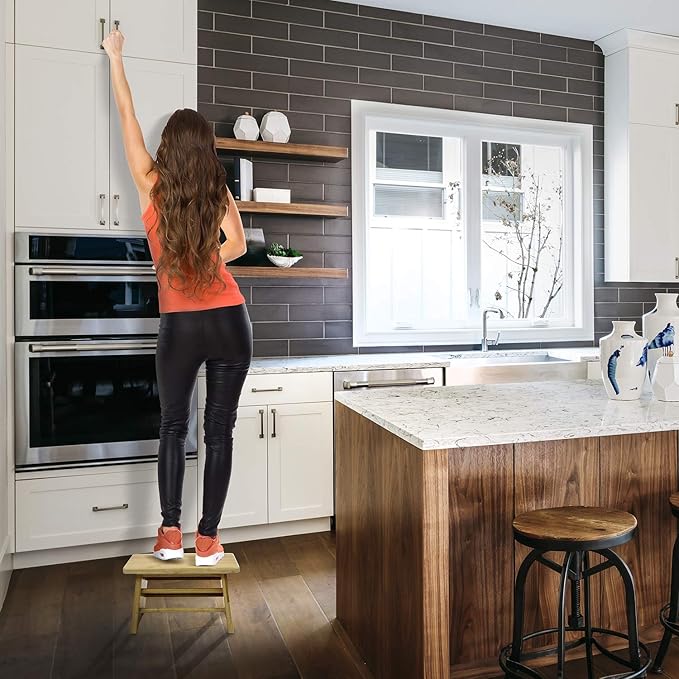 Sorbus Bamboo Step Stool - Small Wooden Stool- Bed Stool for Seniors Bedside Footrest & Potty Training Stool for Kids Toddlers, Adults, Kitchen, Bathroom, Up to 300 Lbs. Non Slip Milking Wood Stool