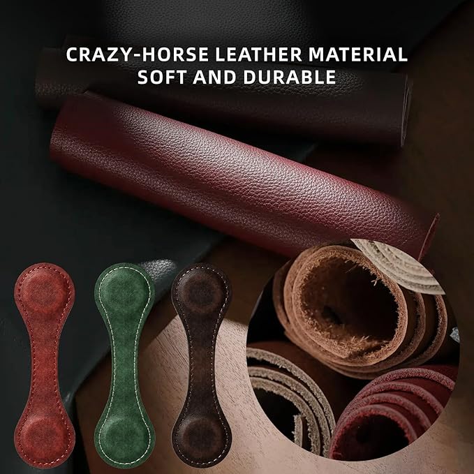 Set of 3 Magnetic Bookmarks, Vintage Genuine Leather Book Marks for Reading, Magnetic Page Clips Book Markers, Best Gift for Book Lovers Reading Men Women Teachers Students(Burgundy+Green+Coffee)