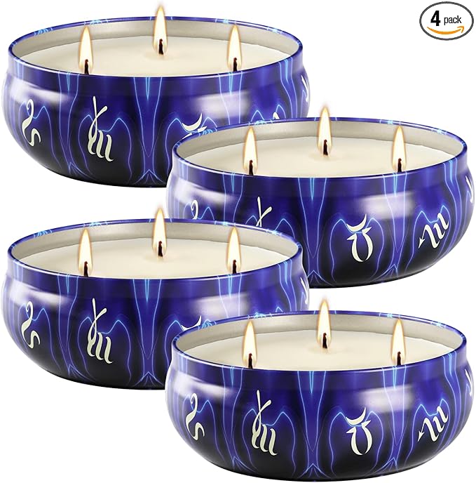 Citronella Candles, 4 x 80hrs Long Lasting 3 Wicks Scented Candles, Large 14.5 oz Decorative Indoor & Outdoor Candles for