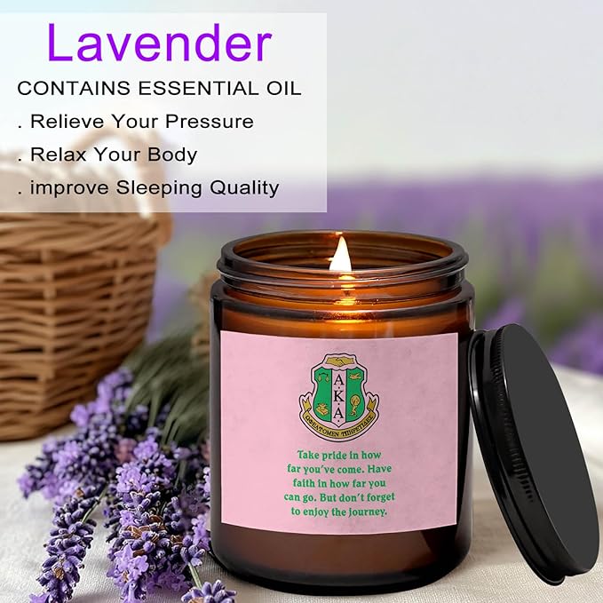 AKA Sorority Gifts Scented Candle for Women Girl,1908 Pink Green 7oz Candles, Inspirational Birthday Christmas Gifts for Sister Friends (Take Pride)