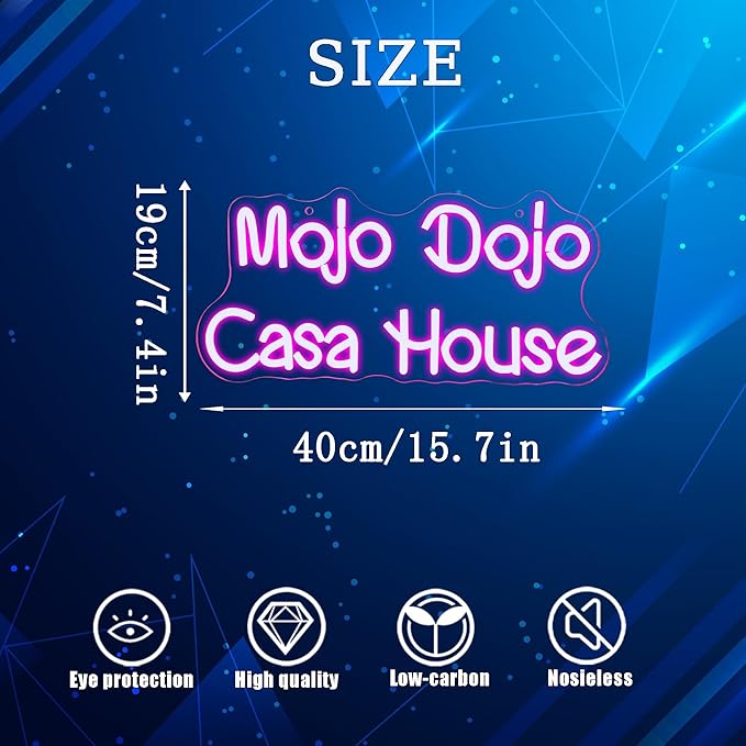 Mojo Dojo Casa House Neon Signs for Wall Decor Dimmable Doll Font Neon Light USB Powered Led Night Light for Girls Room Bedroom Man Cave Party Bar Birthday Gifts(15.7 * 7.5in)