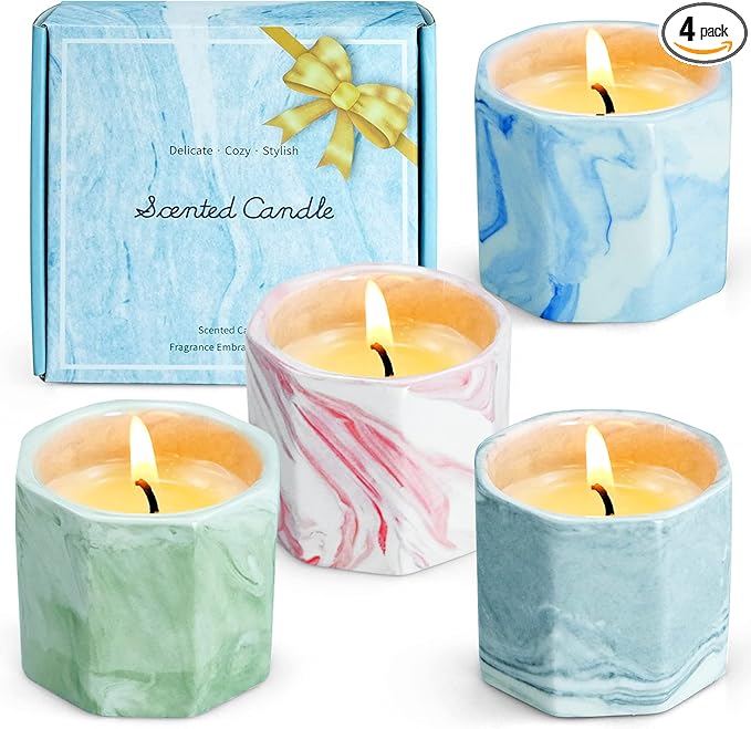 Scented Candles Set, Candles for Home Scented, Aromatherapy Candles for Home, Soy Wax Candles Set 4x2.0 oz, Wonderful Gifts for Mother, Women, Friends and Coworkers