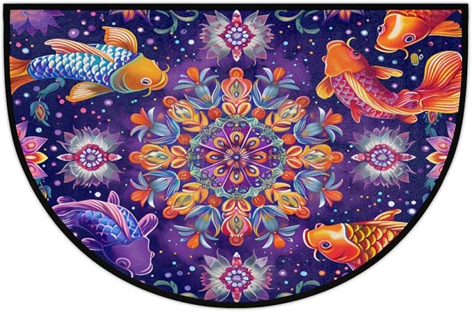 Half Round Doormat Indoor Welcome Mat Home Decorative Flowers Rugs Washable Kitchen Mat for Home Living Room Laundry Room Study Bedroom Floor Mats Ocean - Fish