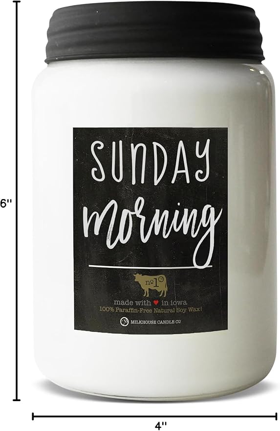 Milkhouse Candle Company - Sunday Morning - 26oz Beeswax and Soy Candles - Farmhouse Collection - 100% Natural, Paraffin Free, with Premium Fragrance Oil, Glass Jars with Lids