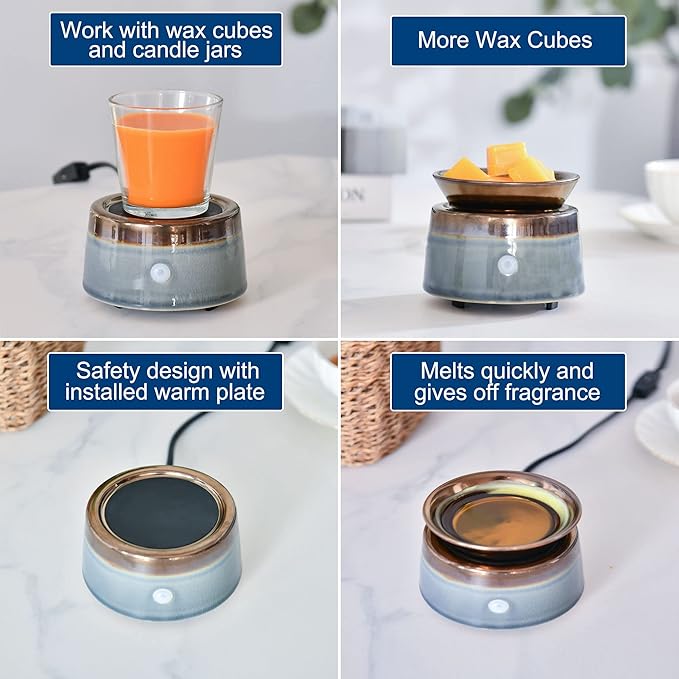 kobodon Ceramic Candle Wax Warmer,Home Fragrance Diffuser, Wax Melter Fragrances Candles Oils, Fragrance Warmer Candles or Wax Melts as Gifts for Mom Grandma Women…