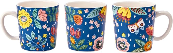 Bico Alice in Dreamland Ceramic Mugs, Set of 4, for Coffee, Tea, Drinks, Microwave & Dishwasher Safe
