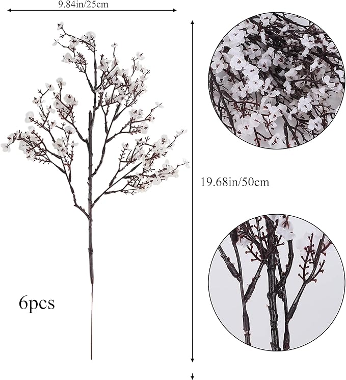 AILANDA Babys Breath Artificial Flowers 6 Bundles White Fake Silk Flowers Faux Gypsophila Bouquets Real Touch Fake Flowers Bulk for Home Decor DIY Wedding Party Table Centerpieces Decor