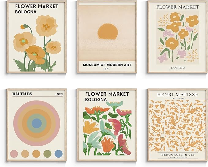 InSimSea Wall Art Prints Poster Flower Market Posters Wall Art Prints - Set of 6 Floral Art Botanical Plant Artwork Wall Decor, Vintage Pictures Home Deocr for Room Aesthetic 8x10 UNFRAMED