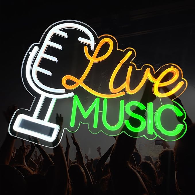 Live Nudes Neon Sign, Live Music Neon Signs for Wall Decor,Bright Dimmable Led Neon Light for Bedroom Music Studio Rec Room Game Musical Party Decor Birthday Kids Gifts