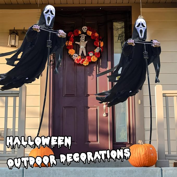 Scarecrow Screaming Ghost, Scary Halloween Decorations Outdoor Scary Ghost, Halloween Scary Scream Scarecrow Decorations