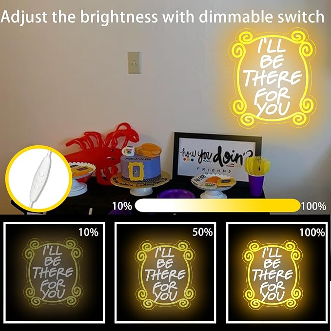 Friends TV Show Neon Signs, Monica's Door Neon Lights, Friends gifts I'll Be There for You Neon Sign for Wall Decor Dimmable LED Neon Signs for Birthday Gifts Party Day Decor 17 * 13 inch