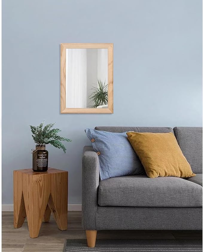 AAZZKANG Rustic Mirrors for Wall Rectangle Wood Frame Mirror Decorative for Farmhouse Bedroom Bathroom Living Room Small