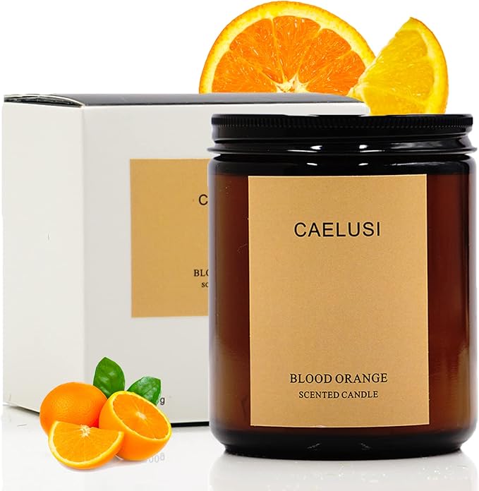 Candles for Home Scented Aromatherapy Candles Natural Soy Wax Candles Gifts for Women/Men Premium Candle with Essential Oils Long Lasting Amber Jar Candles(Citrus Sweet Orange1 Jar 15.9 oz)