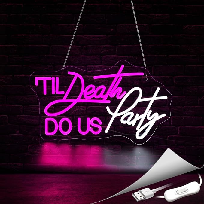 Til Death Do Us Party Neon Sign, Neon Signs for Wall Decor Neon LED Signs Room Neon Light Up Signs Home Decor