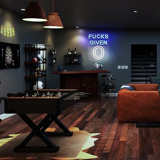 JFLLamp Zero Funks Given Neon Signs for Wall Decor Neon Lights for Bedroom Led Signs Suitable for Man Cave Living Room Taverns Bar Unique Gift for Lover, 5V USB Power 10.5 * 12Inch (Blue+White)