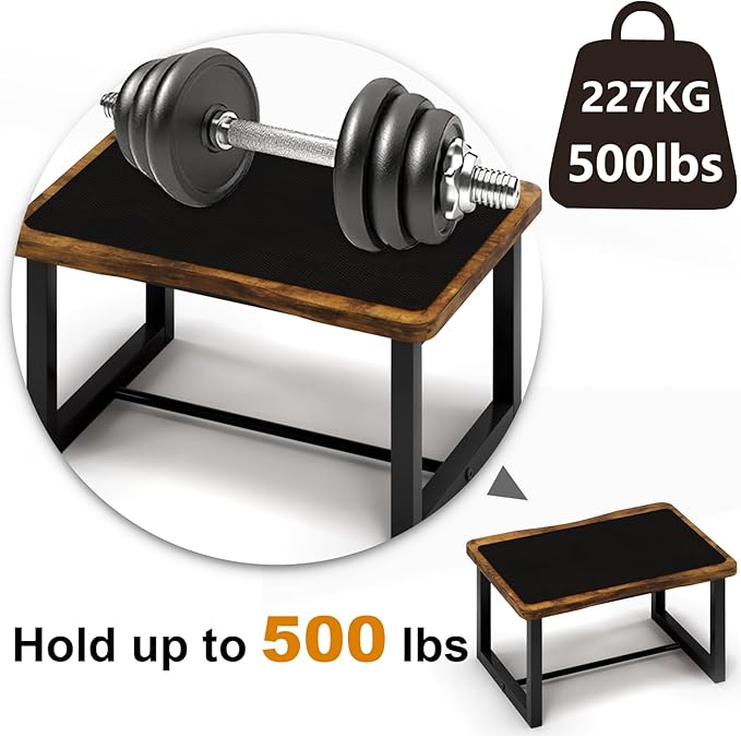 Wooden Step Stool with Non-Slip mat,Bed Steping Stool for Adult Hold up to 500lbs,Wood One Step Stool for Kitchen, Bedroom, Living Room, Bathroom…