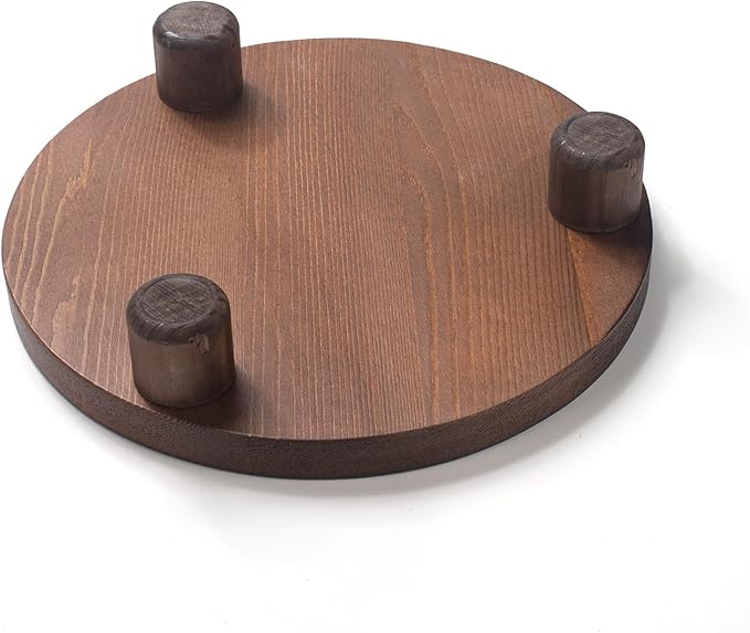 Wood Riser for Decor, 2 Pack Wood Pedestal Stand for Display, Round Wooden Tray for Kitchen Counter, Wooden Pedestal Stand for Plant Pot Indoor (Round - Brown)