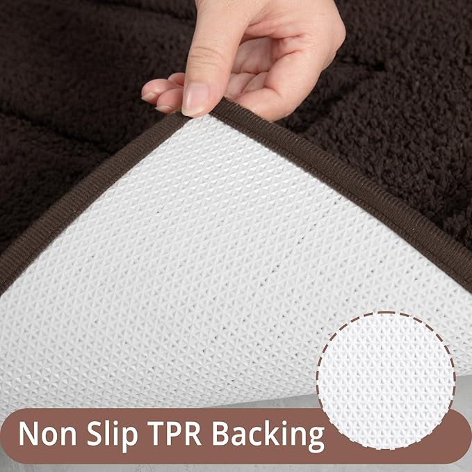 HOMORE Bathroom Runner Rugs 24x70 Non Slip Washable Long Bathroom Rug, Brown Absorbent Bath Rug Runner with TPR Backing, Soft and Thick Bath Mat for Shower Floor