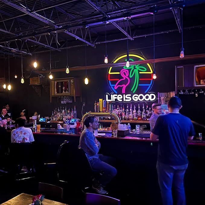 LIFE IS GOOD Cocktail Neon Signs for Wall Decor Neon Lights Neon Lights for Bedroom Led Signs
