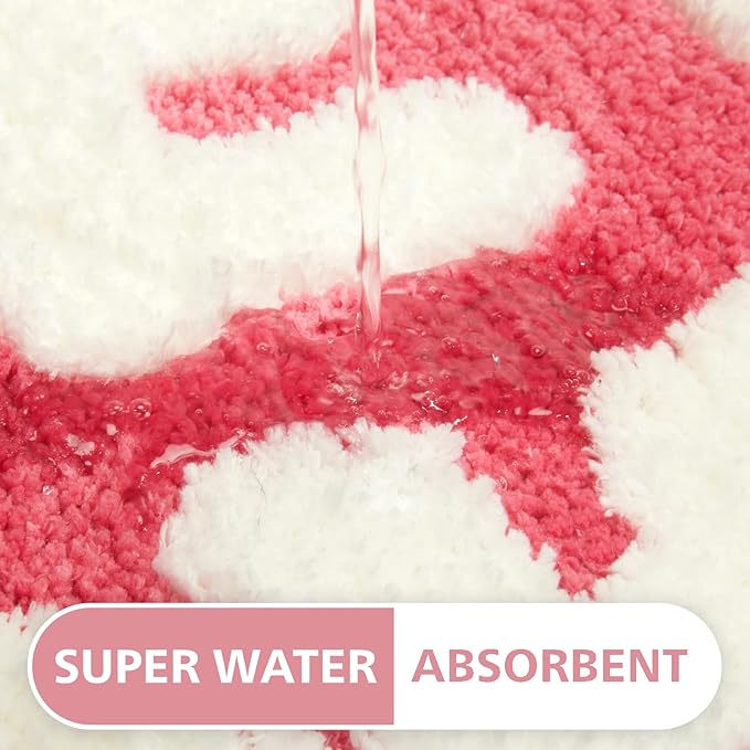 Irregular Shaped Get Naked Bath Mat Hot Pink - Fun Bath mat, Small Preppy Bathroom Decor, Funny Aesthetic Bathroom Rugs for Apartmen Decor, Non-Slip Hot Pink Bath Rugs for Girls 31" x 18"