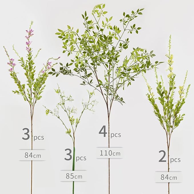 MISSPIN Artificial Flowers with Greenery Stems Faux Plants Indoor Branches for Tall Vase Ultra-Realistic, 12 Pcs Wedding Centerpieces, Home Decor & DIY Bouquets