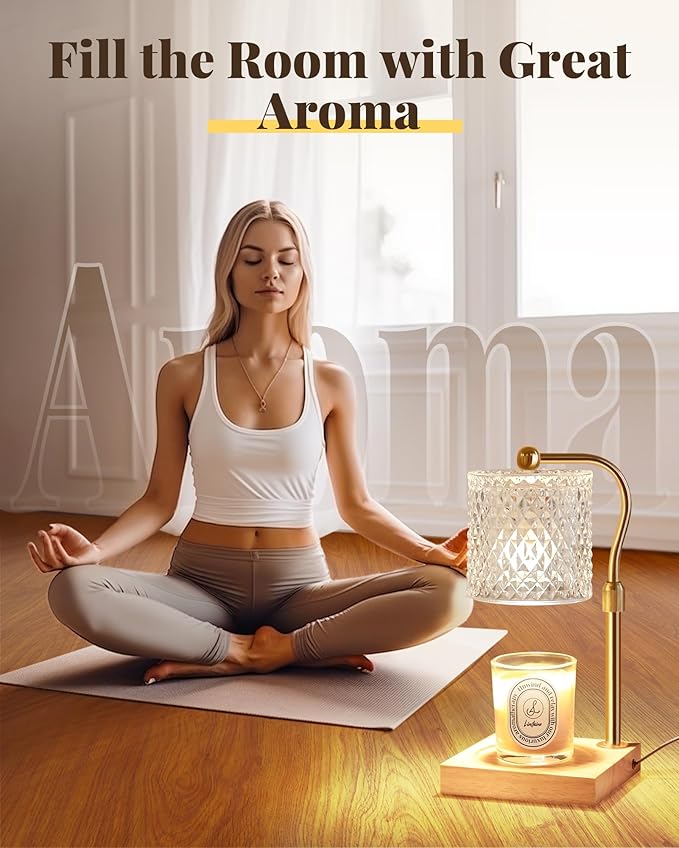 Candle Warmer Lamp with Timer Dimmer Adjustable Height, Mothers Day Gifts for Mom, Birthday House Warming New Home Decor Gifts for Women, Electric Wax Warmer with 2 Bulbs for Jar Candles, Clear