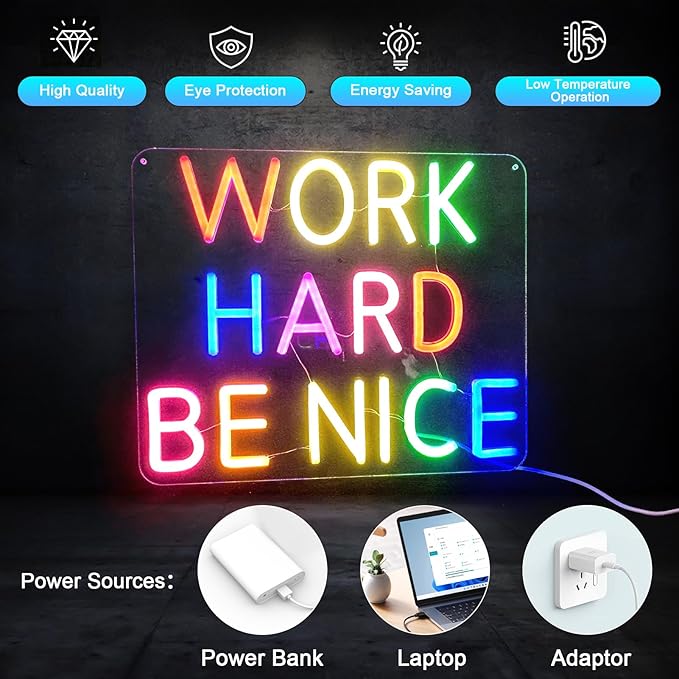 Neon Signs for Wall Decor, Bright Dimmable Motivational Quotes LED Neon Sign for Inspirational Office Home Bedroom Wall Decor, Positive Birthday Gifts Room Party Kids