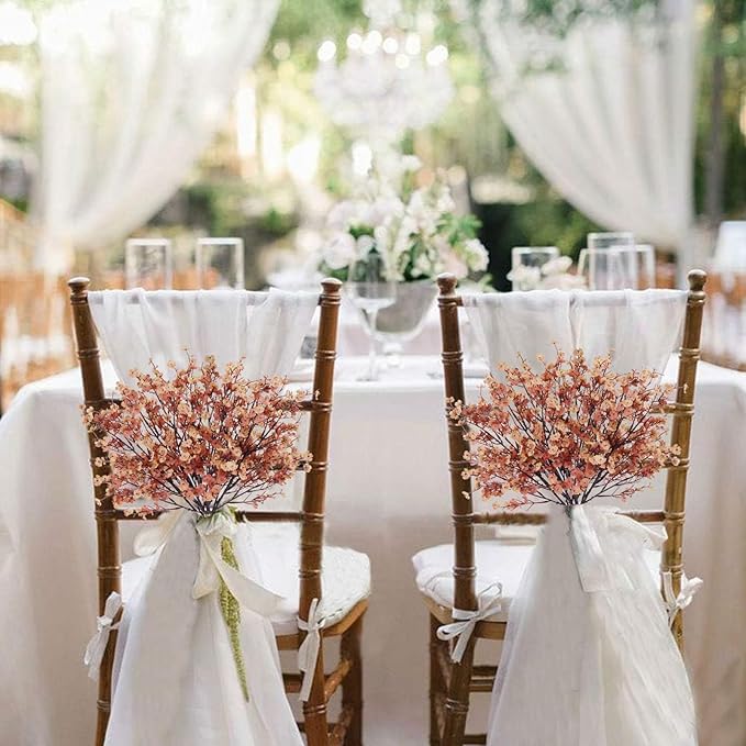 AILANDA Babys Breath Artificial Flowers Fall Faux Gypsophila Bouquet Real Touch Fake Silk Flowers for Fall Home Decor Indoor Wedding Floral Arrangement Party Autumn Table (6PCS, Dusty Pink+Khaki)