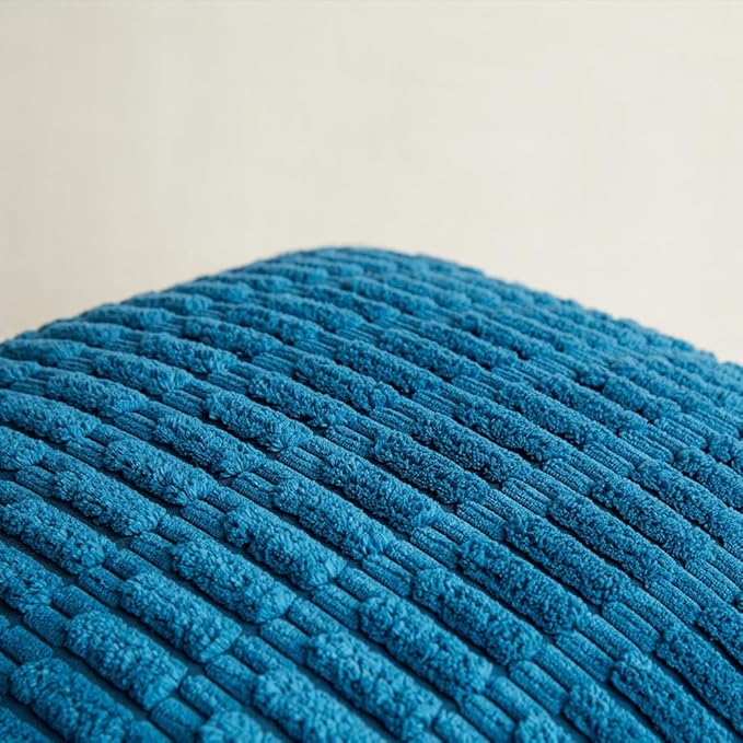 Fancy Homi 4 Packs Teal Lumbar Decorative Throw Pillow Covers 14x24 Inch for Living Room Couch Bed Sofa, Farmhouse Boho Home Decor, Soft Striped Corduroy Rectangle Cushion Case 35x60 cm