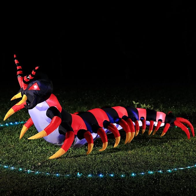 DomKom Halloween Inflatable Decorations, 8FT Centipede Outdoor Holiday Decor Blow Up Halloween Yard Decor, LED Lights Inflatables Outdoor Garden Lawn Halloween Decor