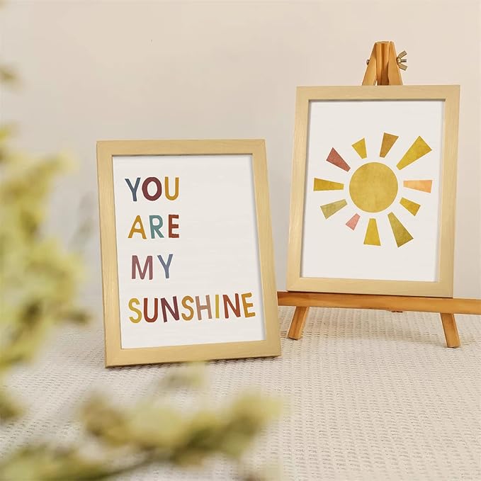 You Are My Sunshine Wall Decor for Girls Bedroom - Boho Framed Wall Art, 8'' x 10'' Set of 4, Rainbow Nursery Decor for Classroom, Playroom