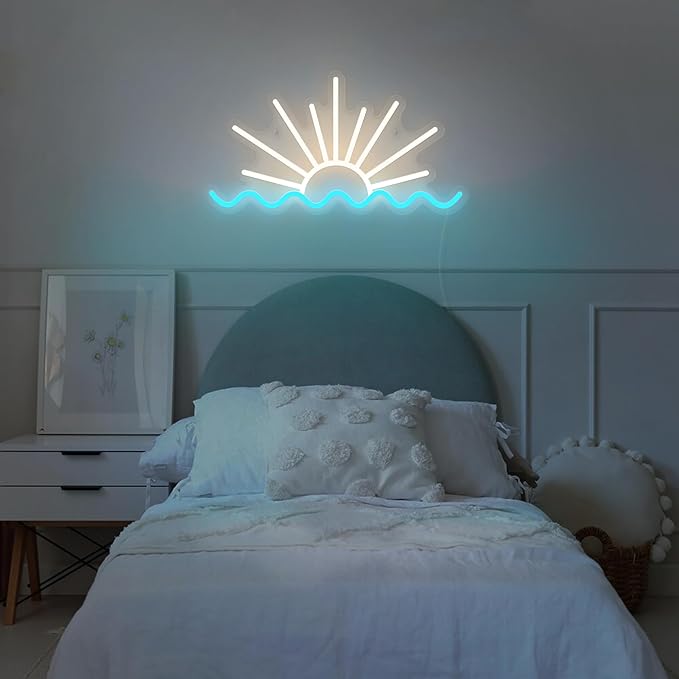 Sunrise Sunset Neon Sign Dimmable Beach Sun Wave Neon Sign for Bedroom Man Cave Living Room Party Bar Decor USB Powered LED Light