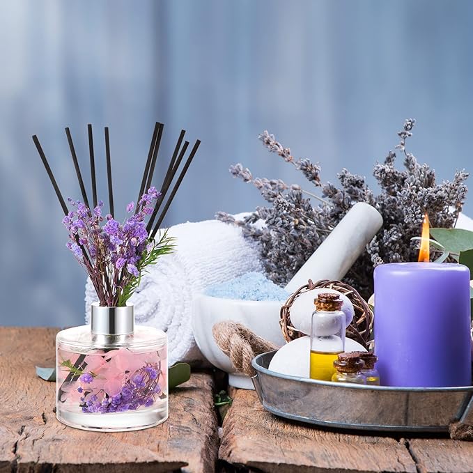 Rtteri 2 Reed Diffuser Sets Flower Oil Diffuser Sticks with Refill Empty 5oz Bottles Scent Glass for Fragrance Home Bathroom Gifts, Oil Not Included(Classic Color)