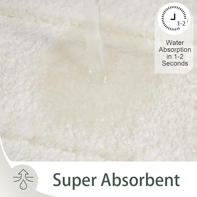 HOMORE Bathroom Runner Rugs 24x70 Non Slip Washable Long White Bathroom Rug Absorbent Plush Bath Rug for Shower Floor,Ivory