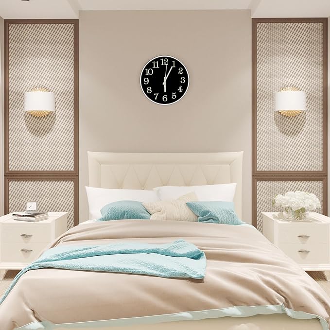 JoFomp Glow in The Dark Clock, 12" Non-Ticking Silent Luminous Wall Clock, Battery Operated Modern Quartz Clocks, Easy to Read for Home Kitchen Office Bedroom