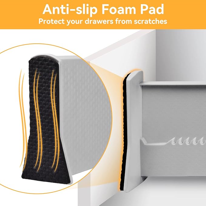 Drawer Dividers Organizer 5 Pack, Adjustable Separators 4" High Expandable from 11-17" for Bedroom, Bathroom, Closet,Clothing, Office, Kitchen Storage, Strong Secure Hold, Foam Ends, Locks in Place