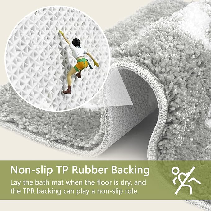 Get Naked Small Bathroom Rugs - Funny Non-Slip Bath Mat, Cute Water Absorbent Carpet for Floor Decor, Sink, Bathtub and Shower - Gray 16" x 24"
