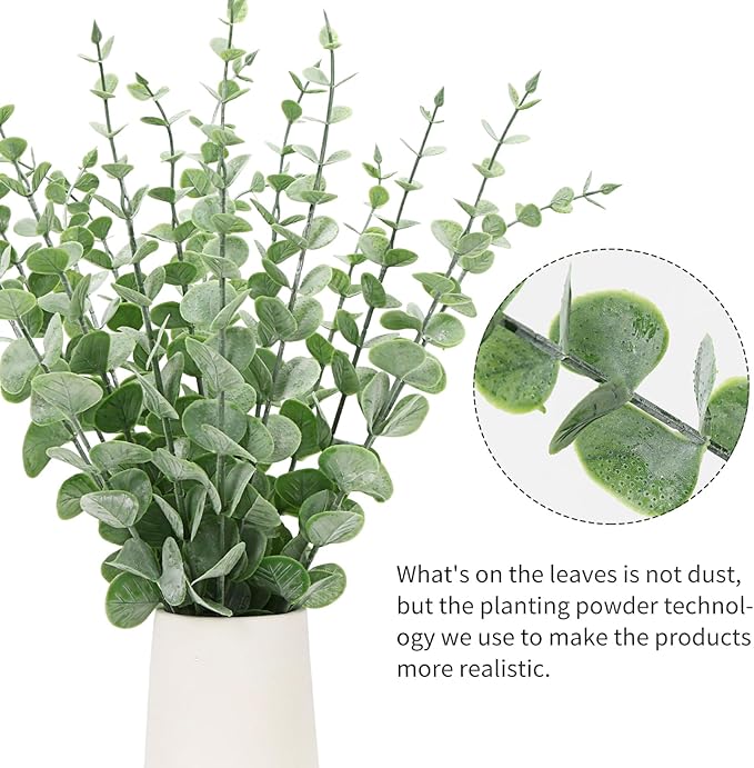 CEWOR 36pcs Eucalyptus Stems Decor 14.1 Inch Artificial Eucalyptus Leaves Fake Greenery Branches for Wedding Centerpiece Flower Floral Arrangement Farmhouse Spring Home Decoration