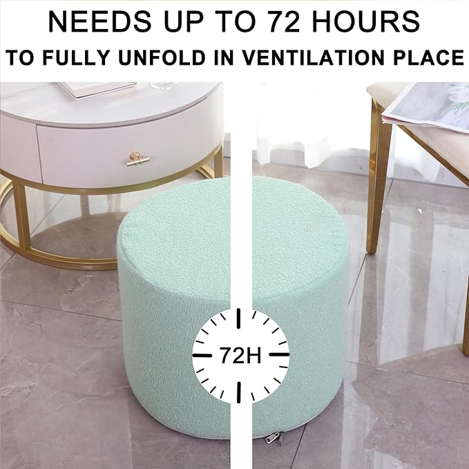 Asuprui Supportive Boucle Pouf Ottoman and Foot Rest Elevate Your Living Room Decor with Lightweight Pouf Filler Modern Foam Stuffed Poof Perfect to Rest Your Feet Sage Green