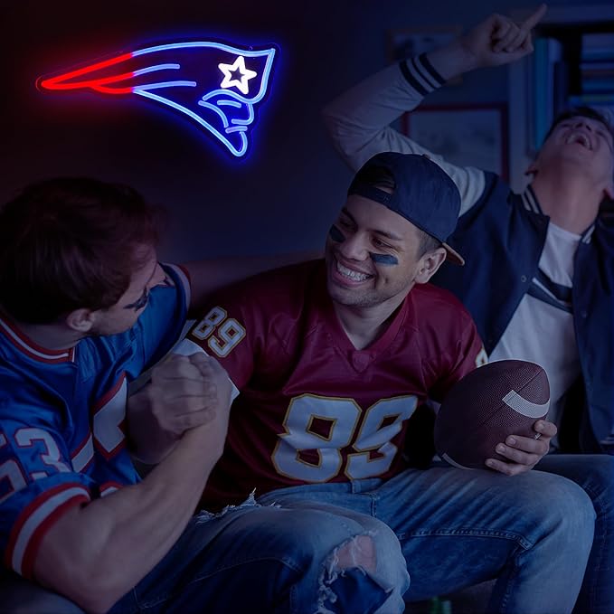 Football Team Neon Sign, Cool Light Up Dimmable Football Team Logo Hanging Led Neon Sign for Wall Decor, Man Cave, Garage, Party, Bar, Game Room Deco, Birthday Gift for Boys Fans